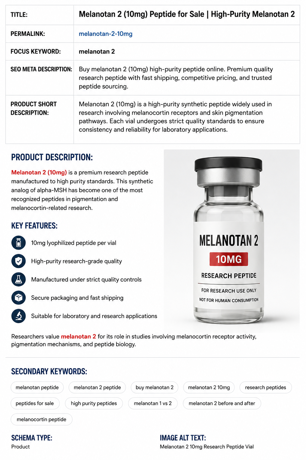 Melanotan 2 10mg